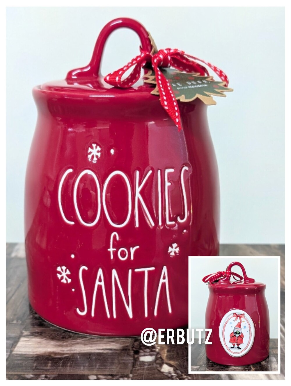 Rae Dunn COOKIES FOR SANTA Christmas Canister w/ Vintage Style Santa Artwork ❄️